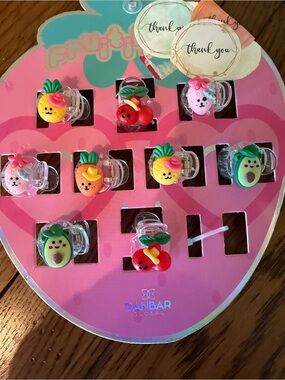 Danbar Kids Fruit Character Hair Clips- Pink, Yellow, Green, Red Missing One